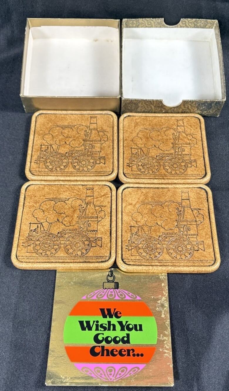 Vintage Four Leather Coasters Featuring The Best Friend Charleston Locomotive